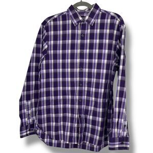 Michael Kors Casual Purple Plaid Button-Down  Shirt Size Medium